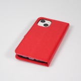 Fourre iPhone 13 - Premium Flip cuir lisse porte-cartes - Rouge