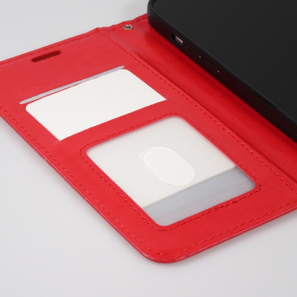 Fourre iPhone 13 - Premium Flip cuir lisse porte-cartes - Rouge