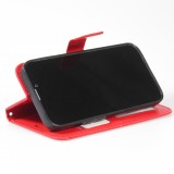 Fourre iPhone 13 - Premium Flip cuir lisse porte-cartes - Rouge