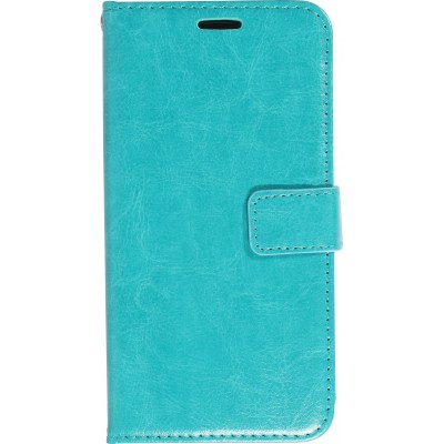 Fourre iPhone 15 - Premium Flip cuir lisse porte-cartes - Turquoise