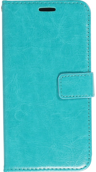 Fourre iPhone 14 - Premium Flip cuir lisse porte-cartes - Turquoise