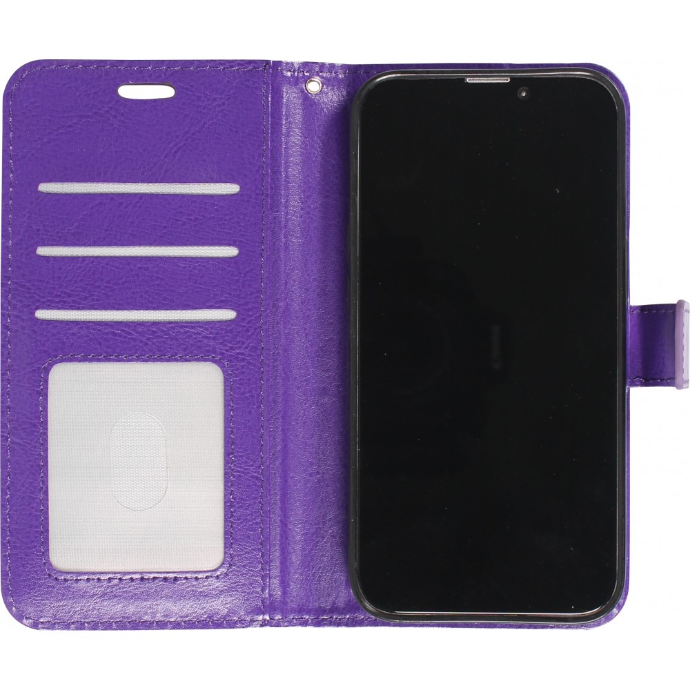 Fourre Samsung Galaxy S25 - Premium Flip cuir lisse porte-cartes - Violet