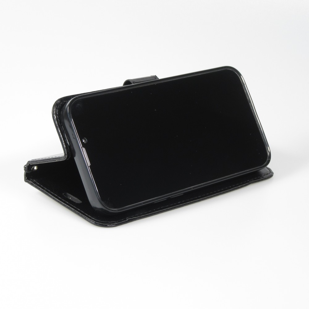 Fourre iPhone 13 - Premium Flip cuir lisse porte-cartes - Noir
