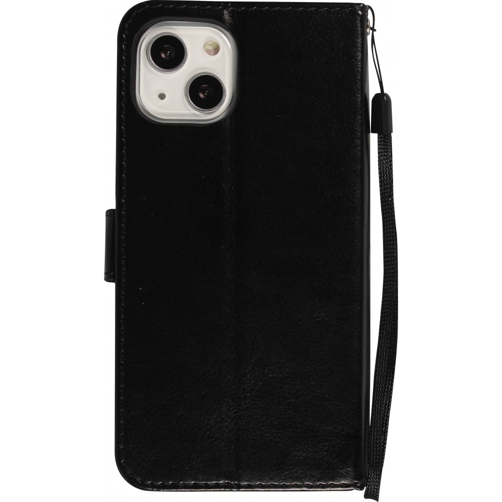 Fourre iPhone 13 - Premium Flip cuir lisse porte-cartes - Noir