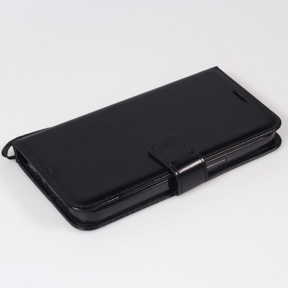 Fourre iPhone 13 - Premium Flip cuir lisse porte-cartes - Noir