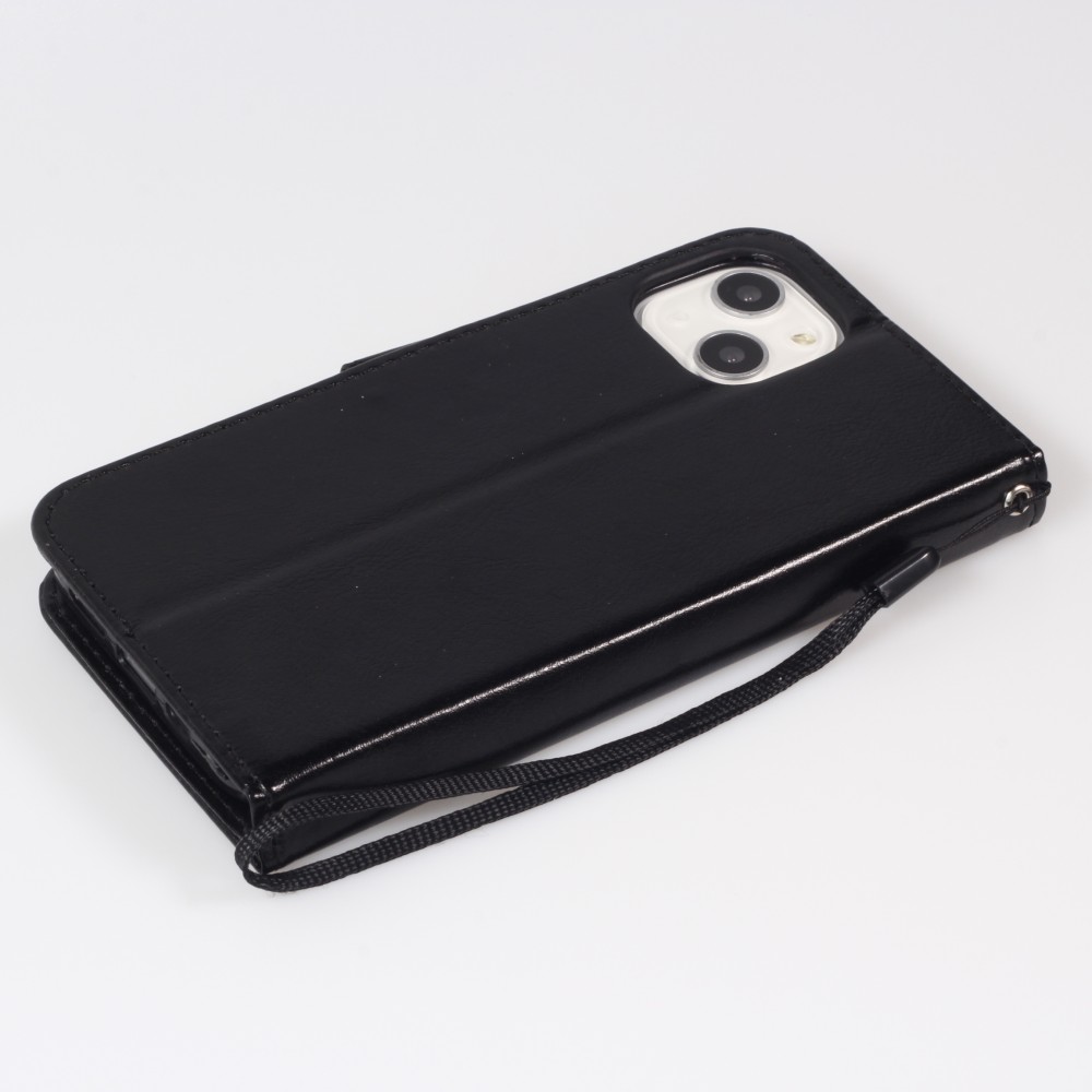 Fourre iPhone 13 - Premium Flip cuir lisse porte-cartes - Noir