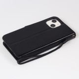 Fourre iPhone 13 - Premium Flip cuir lisse porte-cartes - Noir