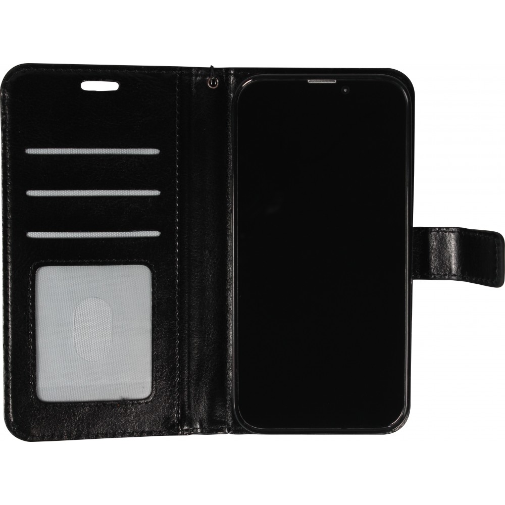 Fourre iPhone 13 - Premium Flip cuir lisse porte-cartes - Noir