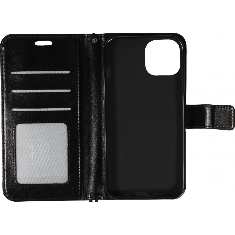 iPhone 15 Plus Case Hülle - Premium Flip - Schwarz