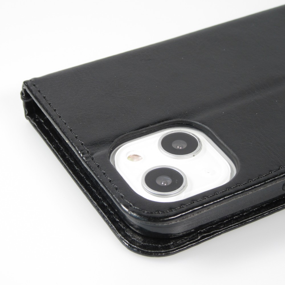 Fourre iPhone 13 - Premium Flip cuir lisse porte-cartes - Noir