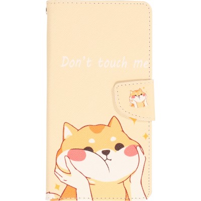 Fourre iPhone 13 - Premium Wallet flip fermeture magnétique et porte-carte - Don't touch me Shiba Inu - Orange