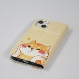 Fourre iPhone 13 - Premium Wallet flip fermeture magnétique et porte-carte - Don't touch me Shiba Inu - Orange