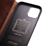 iPhone 15 Pro Max Case Hülle - Qialino Flip Echtleder - Braun