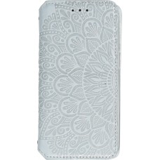 Fourre iPhone 13 Pro - Flip Wallet fashion mandala design artistique - Gris