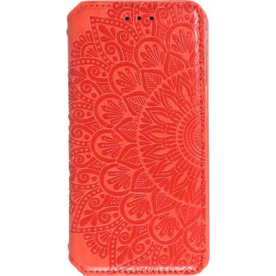 iPhone 13 Pro Max Case Hülle - Flip Wallet Fashion künstlerisches Mandala Design  - Rot