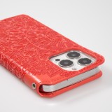 iPhone 13 Pro Max Case Hülle - Flip Wallet Fashion künstlerisches Mandala Design  - Rot