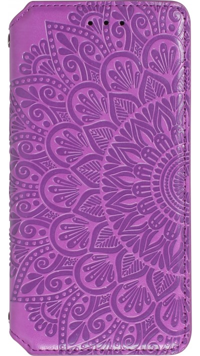 Fourre iPhone 13 Pro - Flip Wallet fashion mandala design artistique - Violet