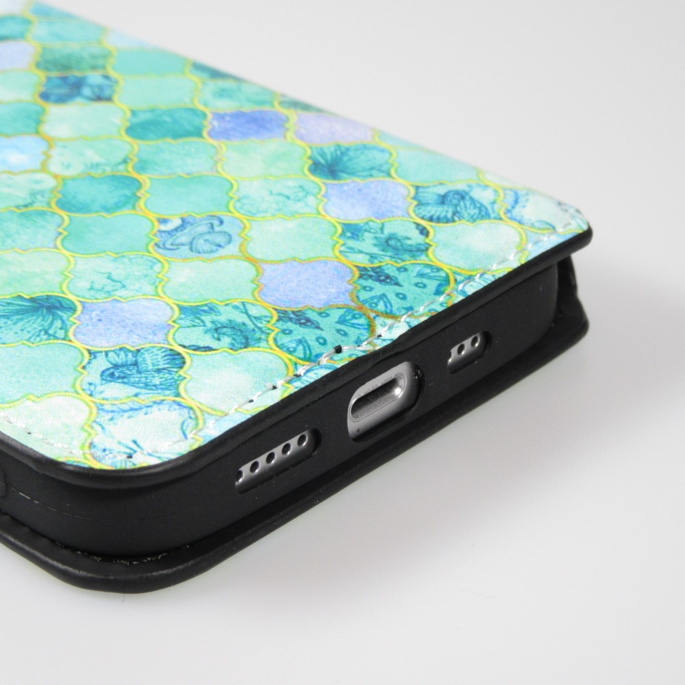 iPhone 13 Pro Case Hülle - Flip Orientalisches Mosaik mit Ablage für Kreditkarte, Ticket, SIM-Karte