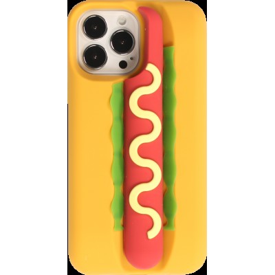 Fourre iPhone 13 Pro Max - Coque amusante 3D Hot Dog à la moutarde - Jaune