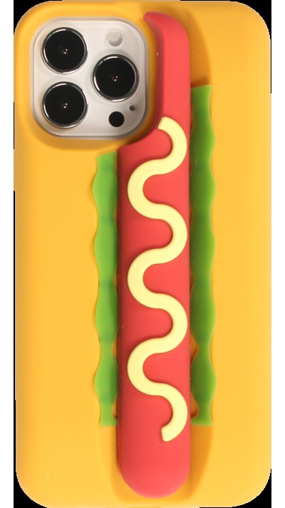 Fourre iPhone 13 Pro Max - Coque amusante 3D Hot Dog à la moutarde - Jaune