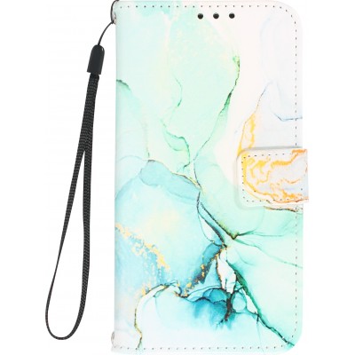iPhone 13 Pro Case Hülle - Flip Wallet Liquid Color mit Magnet Verschluss - Mint Wave