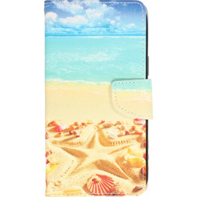iPhone 13 Pro Case Hülle - Premium Wallet Flip-Magnetverschluss und Kartenfach - Beach Starfish