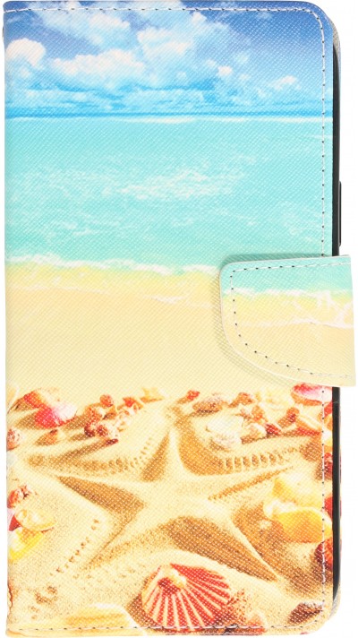 Fourre iPhone 13 Pro - Premium Wallet flip fermeture magnétique et porte-carte - Beach Starfisch