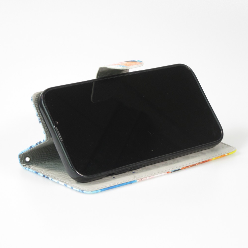 iPhone 13 Pro Case Hülle - Premium Wallet Flip-Magnetverschluss und Kartenfach - Cool Cat sunglasses