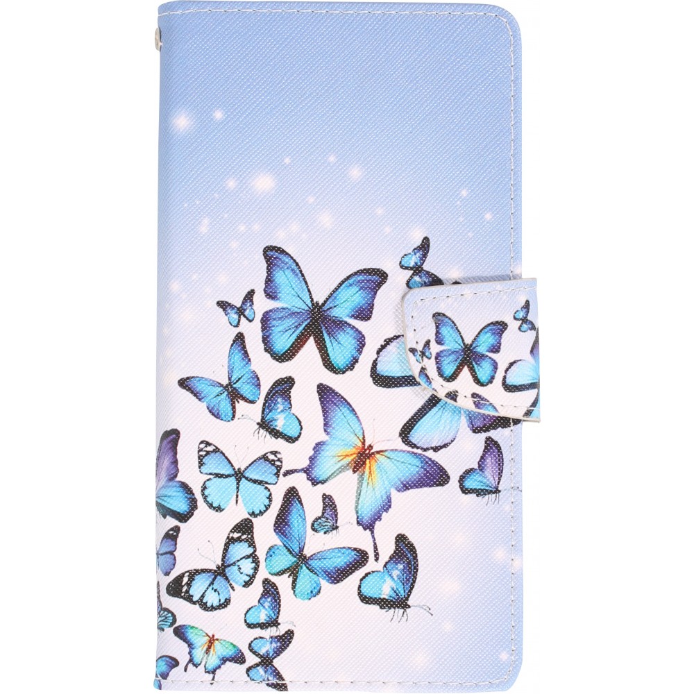Fourre iPhone 13 Pro Max - Premium Wallet flip fermeture magnétique et porte-carte - Nuée de papillons - Violet clair