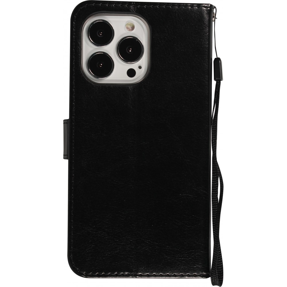 iPhone 15 Pro Case Hülle - Premium Flip - Schwarz