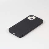 Fourre iPhone 13 - Qialino Window Flip cuir véritable - Noir