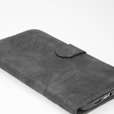 Fourre iPhone 15 - Flip 3D en similicuir Oeil du tigre - Noir