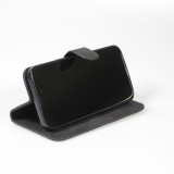 Fourre iPhone 15 - Flip 3D en similicuir Oeil du tigre - Noir