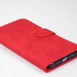 Fourre iPhone 15 Plus - Flip 3D en similicuir Oeil du tigre - Rouge