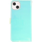 iPhone 14 Max Case Hülle - Flip Glatt brilliant glänzend magische Farbe mit Schlaufe - Blue Lagoon