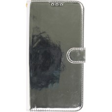 iPhone 14 Plus Case Hülle - Flip Glatt brilliant glänzend & reflektierend mit Schlaufe - Cold Steel