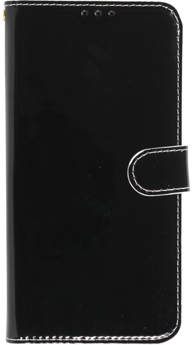 Fourre iPhone 14 Plus - Flip lisse brillant & réfléchissant avec dragonne - Dark Knight