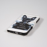 Fourre iPhone 14 - Premium Wallet flip fermeture magnétique et porte-carte - chien arrêté - Blanc