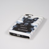 Fourre iPhone 14 - Premium Wallet flip fermeture magnétique et porte-carte - chien arrêté - Blanc