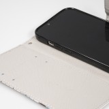 Fourre iPhone 14 - Premium Wallet flip fermeture magnétique et porte-carte - chien arrêté - Blanc