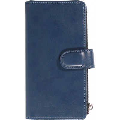 iPhone 15 Pro Case Hülle - Brieftaschen-Hülle luxuriös und raffiniert mit Magnet Verschluss & Münz- und Kartenfach  - Blau