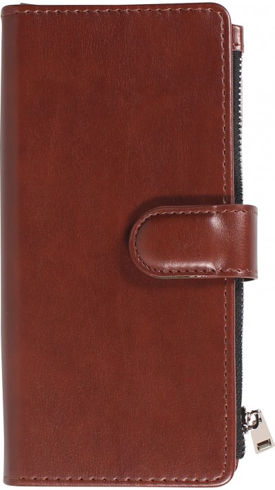 Fourre iPhone 14 Pro Max - Etui portefeuille luxueux et sophistiqué en cuir avec aimant et compartiment à monnaie - Brun