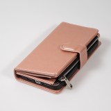 iPhone 15 Pro Max Case Hülle - Brieftaschen-Hülle luxuriös und raffiniert mit Magnet Verschluss & Münz- und Kartenfach  - Rosa