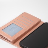 iPhone 15 Pro Max Case Hülle - Brieftaschen-Hülle luxuriös und raffiniert mit Magnet Verschluss & Münz- und Kartenfach  - Rosa