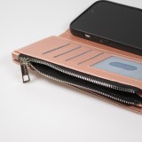 iPhone 14 Pro Case Hülle - Brieftaschen-Hülle luxuriös und raffiniert mit Magnet Verschluss & Münz- und Kartenfach  - Rosa