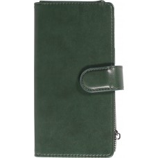 Fourre iPhone 15 Pro - Etui portefeuille luxueux et sophistiqué en cuir avec aimant et compartiment à monnaie - Vert