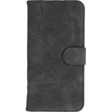iPhone 15 Pro Max Case Hülle - 3D Flip Kunstleder Auge des Tigers - Schwarz