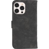 iPhone 15 Pro Max Case Hülle - 3D Flip Kunstleder Auge des Tigers - Schwarz
