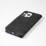 iPhone 15 Pro Max Case Hülle - 3D Flip Kunstleder Auge des Tigers - Schwarz