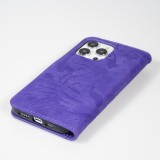 iPhone 15 Pro Max Case Hülle - 3D Flip Kunstleder Auge des Tigers - Violett